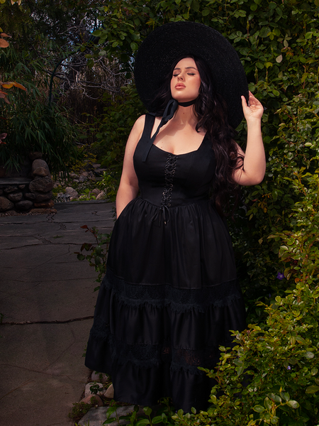 Divination Peasant Dress in Black