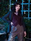 Tim Burton's CORPSE BRIDE™ Victor Peplum Blazer in Spruce Green worn by Stephanie.