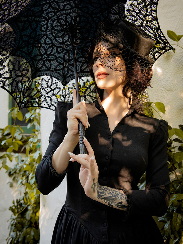 The Victorian Dress in Black from gothic inspire dress brand La Femme en Noir.