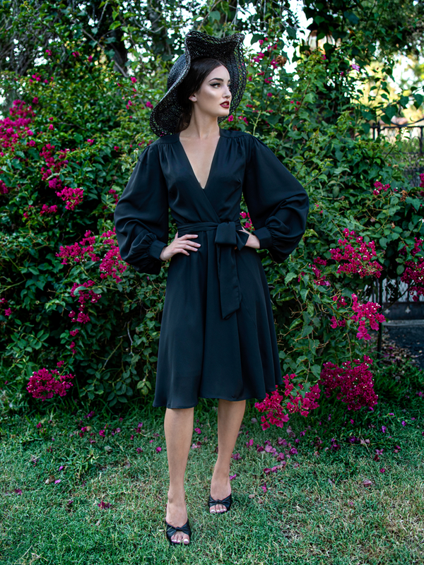 Faux Wrap Dress in Black 4X