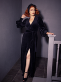 FINAL SALE - Crawford Hostess Wrap Gown in Black